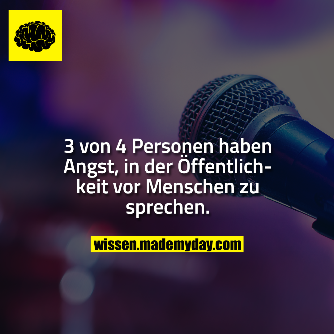 3 von 4 Personen haben Angst, in der Öffentlichkeit vor Menschen zu sprechen.