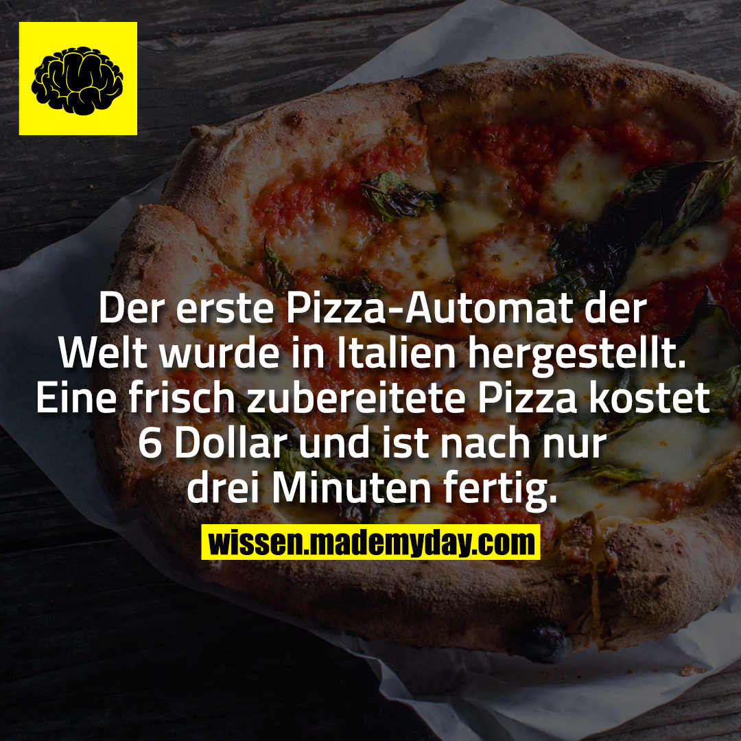 Der erste Pizza-Automat der Welt wurde in Italien hergestellt. Eine frisch zubereitete Pizza kostet 6 Dollar und ist nach nur drei Minuten fertig.