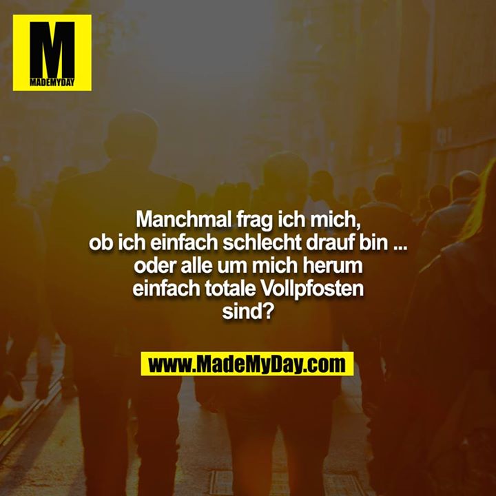 Manchmal frag ich mich, ob ich einfach schlecht drauf bin ... oder alle um mich herum einfach totale Vollpfosten sind!?