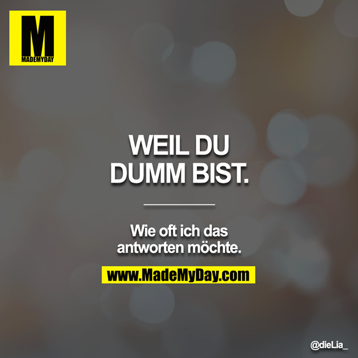 „WEIL DU DUMM BIST.“<br />
_________<br />
<br />
Wie oft ich das antworten möchte.
