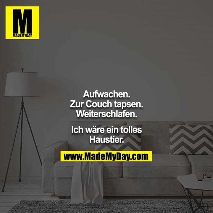Aufwachen. Zur Couch tapsen. Weiterschlafen.<br />
<br />
Ich wäre ein tolles Haustier.