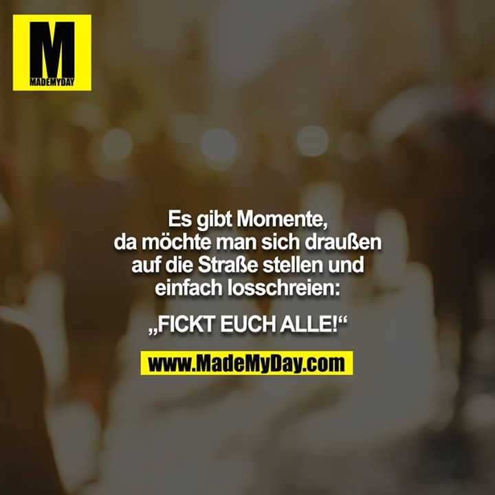 Es gibt Momente, da möchte man sich draußen auf die Straße stellen und einfach losschreien: <br />
„FICKT EUCH ALLE!“