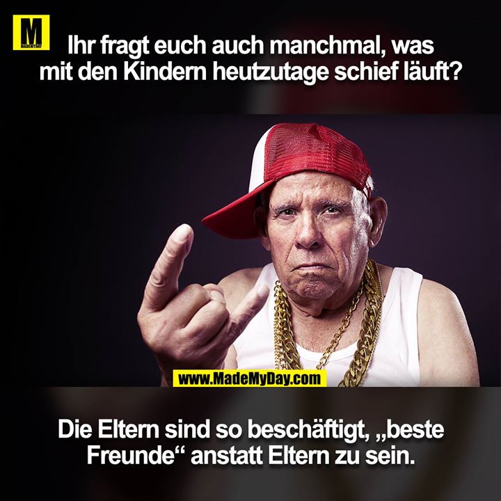 Ihr fragt euch auch manchmal was mit den Kindern heutzutage schief leuft!?<br />
Die Eltern sind so beschäftigt "beste Freunde" sein, anstatt Eltern zu sein.