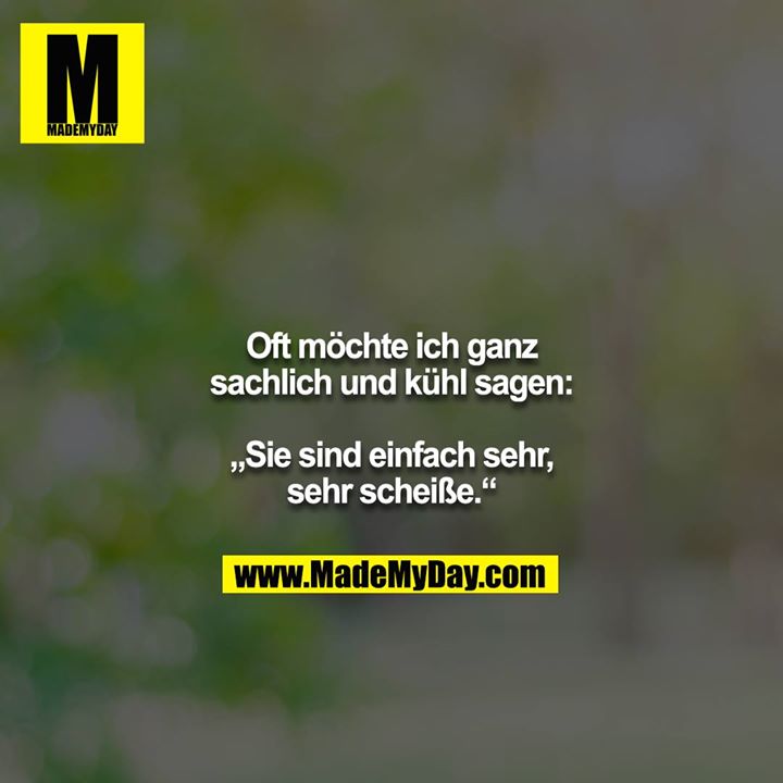 Oft möchte ich ganz sachlich und kühl sagen:<br />
<br />
„Sie sind einfach sehr, sehr scheiße.“