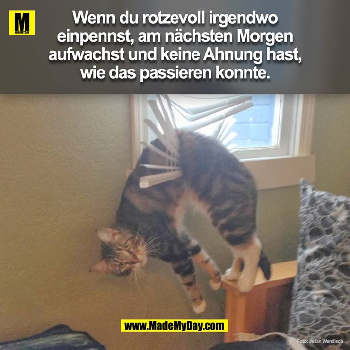 Wenn du rotzevoll irgendwo einpennst, am nächsten Morgen aufwachst und keine Ahnung hast, wie das passieren konnte.