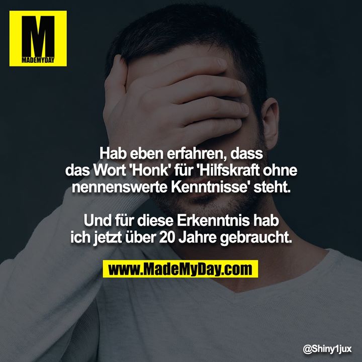 Hab eben erfahren, dass das Wort 'Honk' für 'Hilfskraft ohne nennenswerte Kenntnisse' steht.<br />
<br />
Und für diese Erkenntnis hab ich jetzt über 20 Jahre gebraucht.