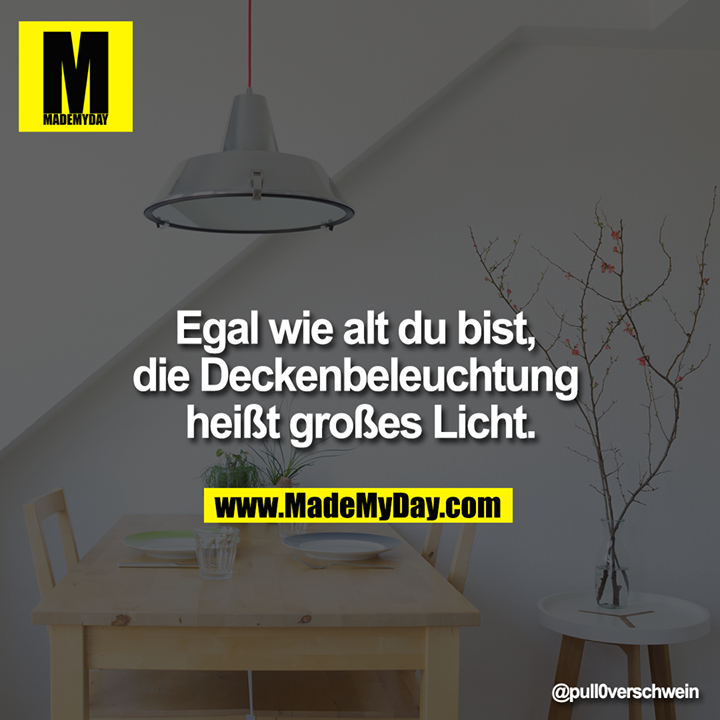 Egal wie alt du bist, die Deckenbeleuchtung heißt großes Licht.