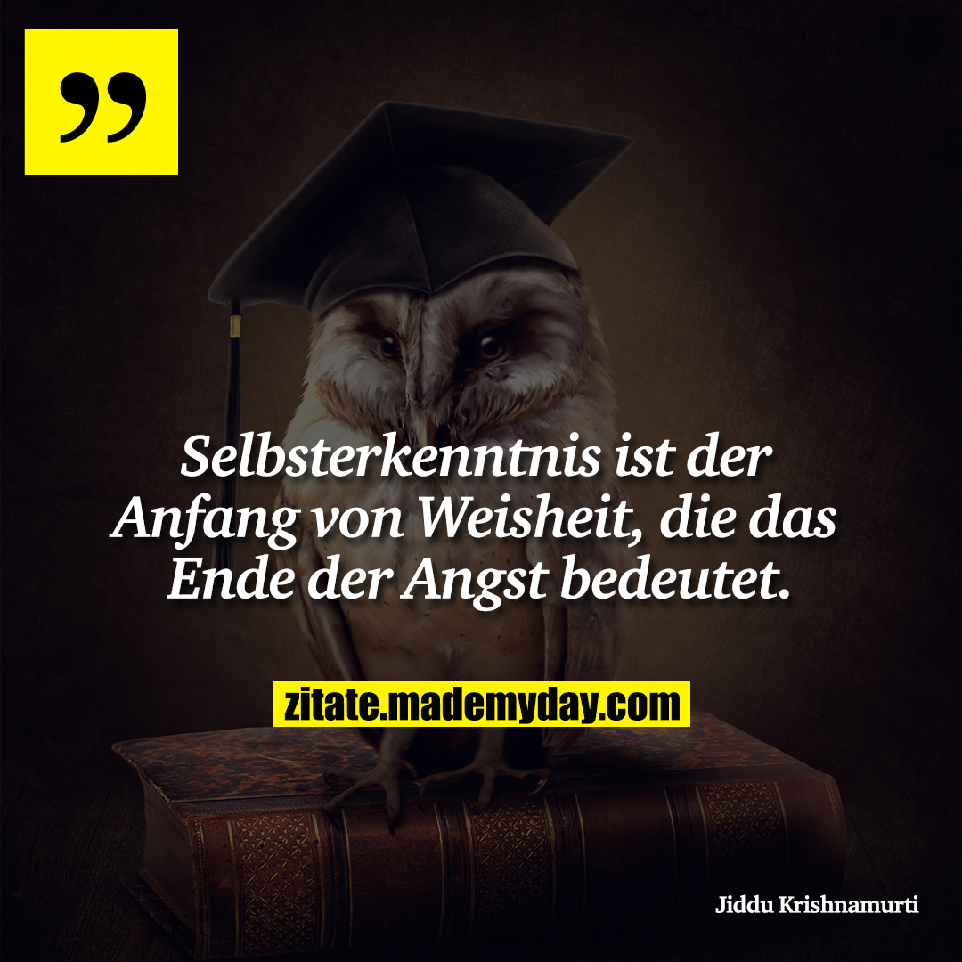 Selbsterkenntnis ist der Anfang von Weisheit, die das Ende der Angst bedeutet.