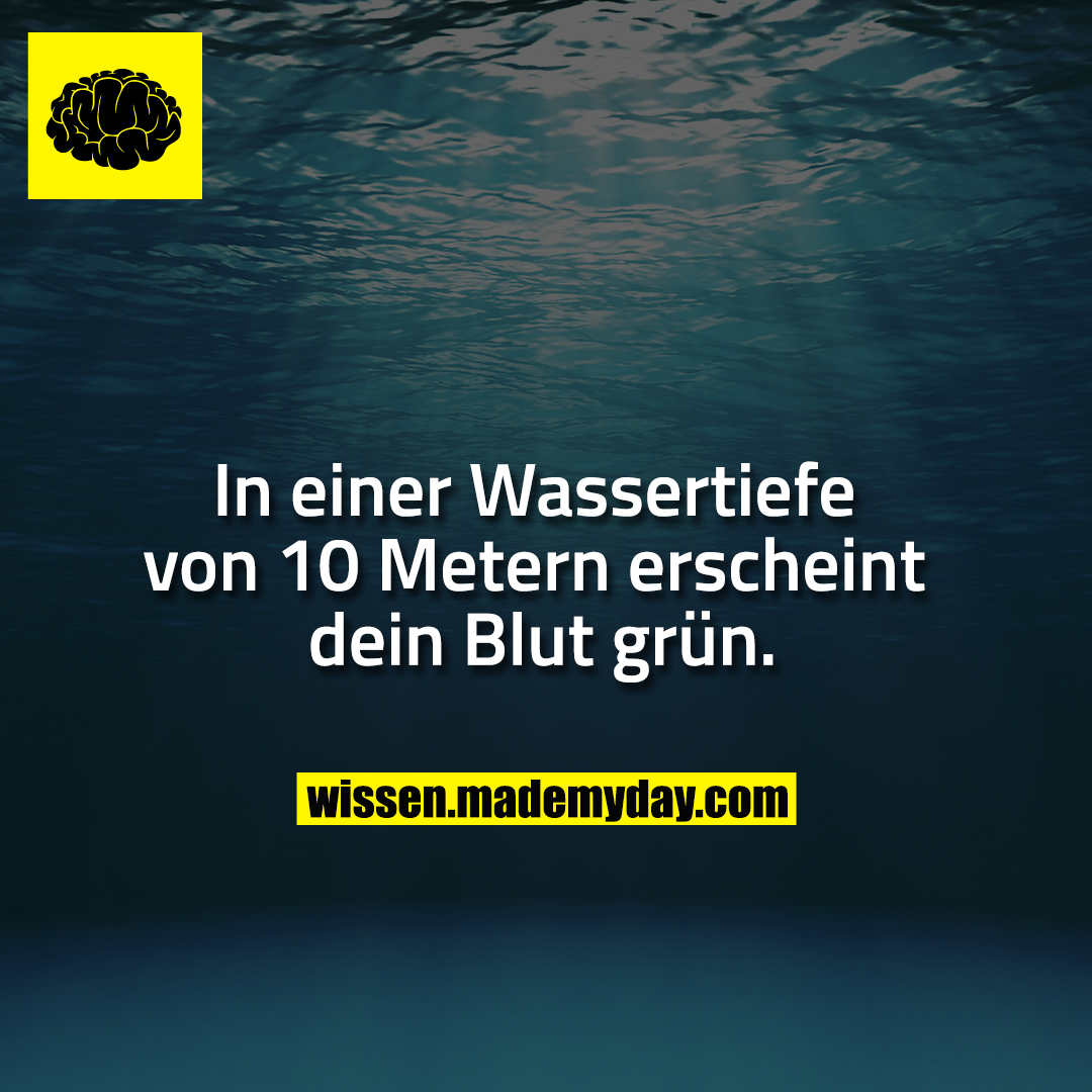 In einer Wassertiefe von 10 Metern erscheint dein Blut grün.