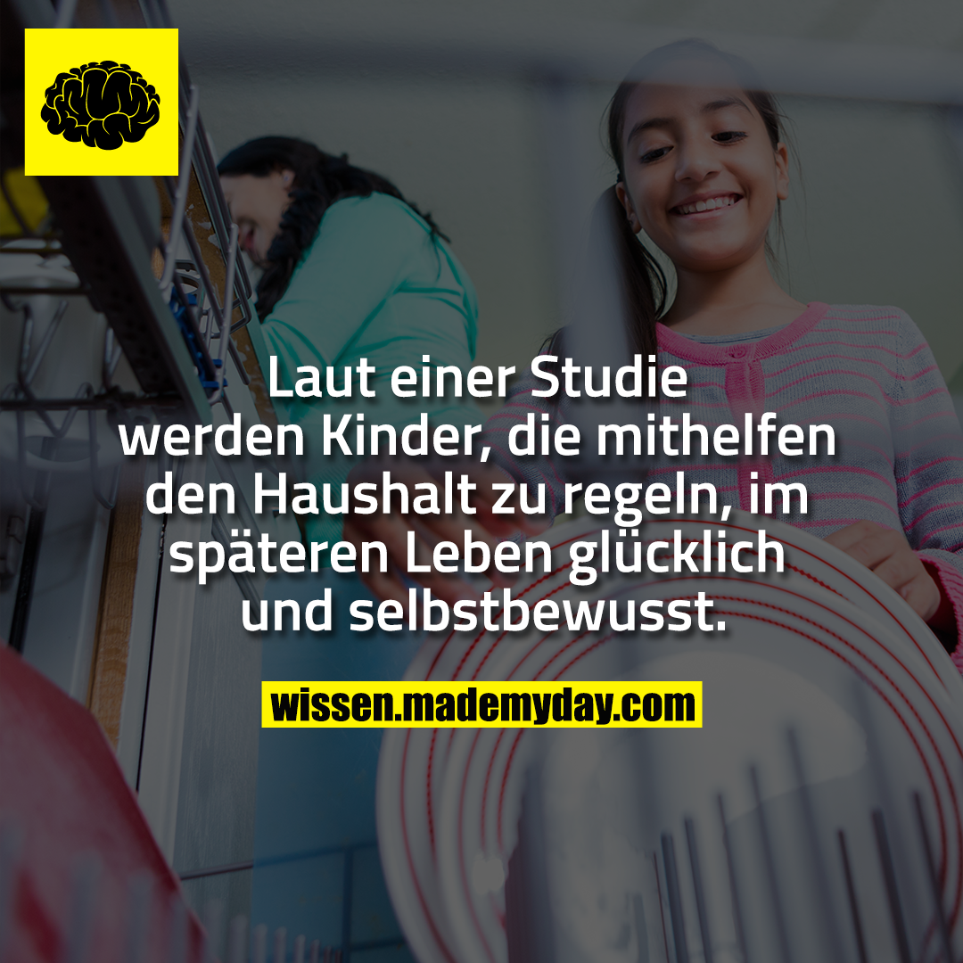 Laut einer Studie werden Kinder, die mithelfen den Haushalt zu regeln, im späteren Leben glücklich und selbstbewusst.