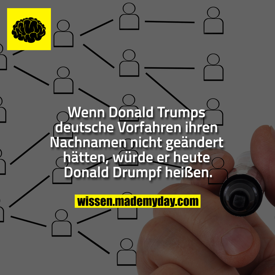 Wenn Donald Trumps deutsche Vorfahren ihren Nachnamen nicht geändert hätten, würde er heute Donald Drumpf heißen.
