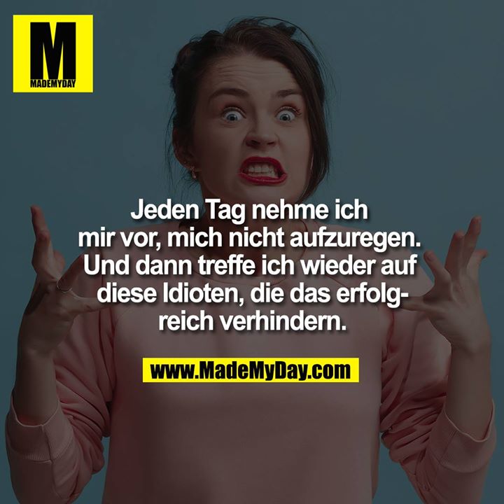 Jeden Tag nehme ich mir vor, mich nicht aufzuregen. Und dann treffe ich wieder auf diese Idioten, die das erfolgreich verhindern.