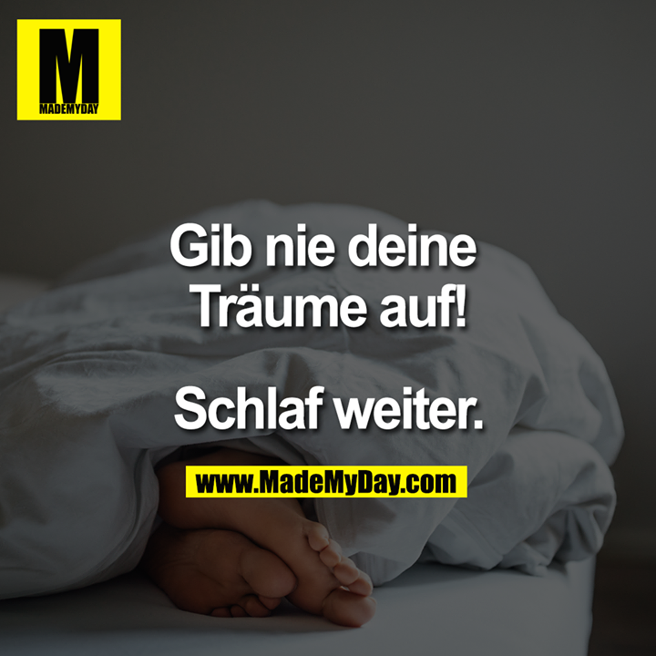 Gib nie Deine Träume auf!<br />
<br />
Schlaf weiter.