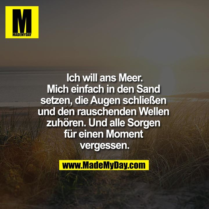 Ich will ans Meer.<br />
Mich einfach in den Sand setzen, die Augen schließen und den rauschenden Wellen zuhören. Und alle Sorgen für einen Moment vergessen.