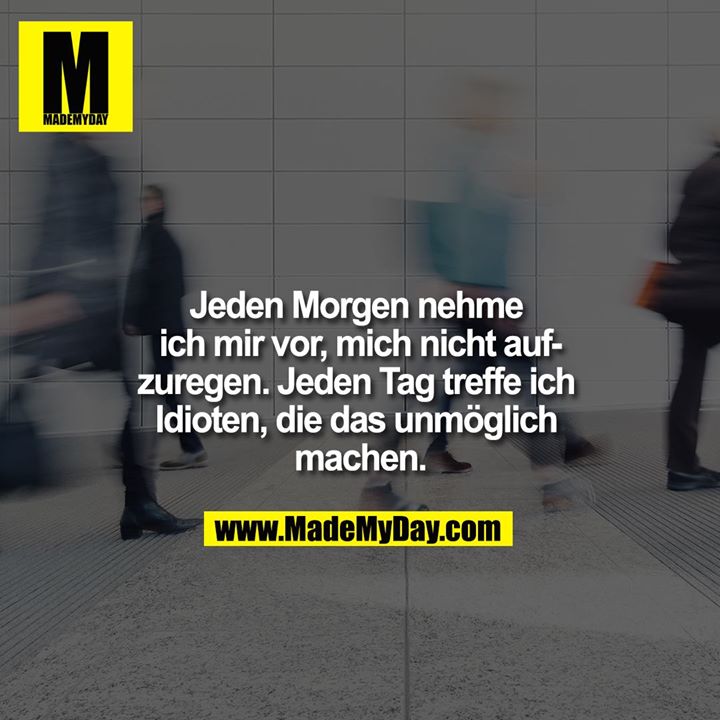 Jeden Morgen nehme ich mir vor, mich nicht aufzuregen. Jeden Tag treffe ich Idioten, die das unmöglich machen.