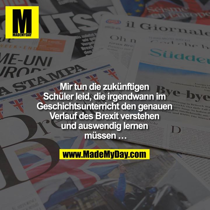 Mir tun die zukünftigen Schüler leid, die irgendwann im Geschichtsunterricht den genauen Verlauf des Brexit verstehen und auswendig lernen müssen ...