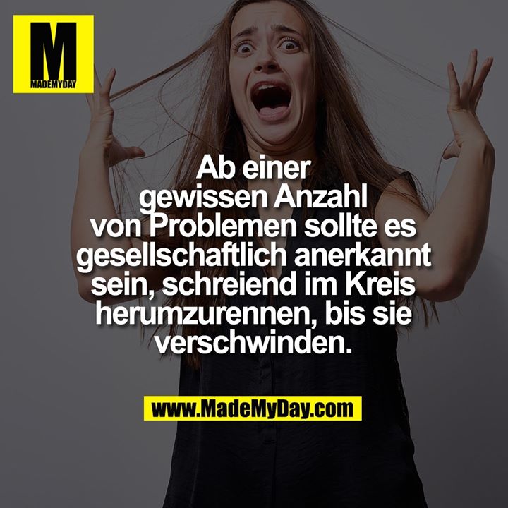 Ab einer gewissen Anzahl von Problemen sollte es gesellschaftlich anerkannt sein, schreiend im Kreis herumzurennen, bis sie verschwinden.