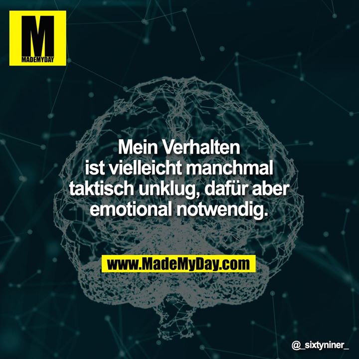 Mein Verhalten ist vielleicht manchmal taktisch unklug, dafür aber emotional notwendig.