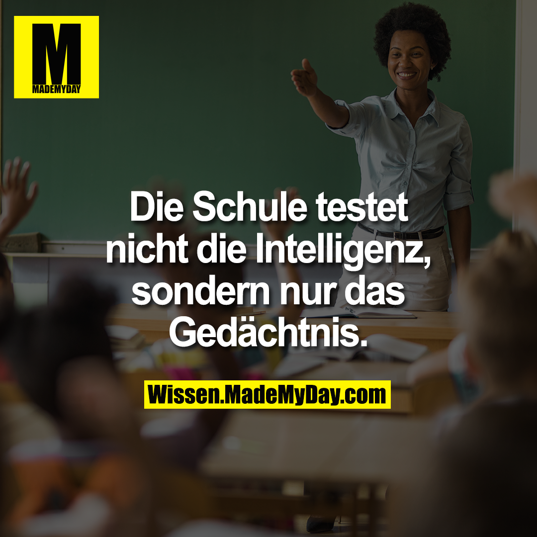 Die Schule testet<br />
nicht die Intelligenz, sondern<br />
nur das Gedächtnis.