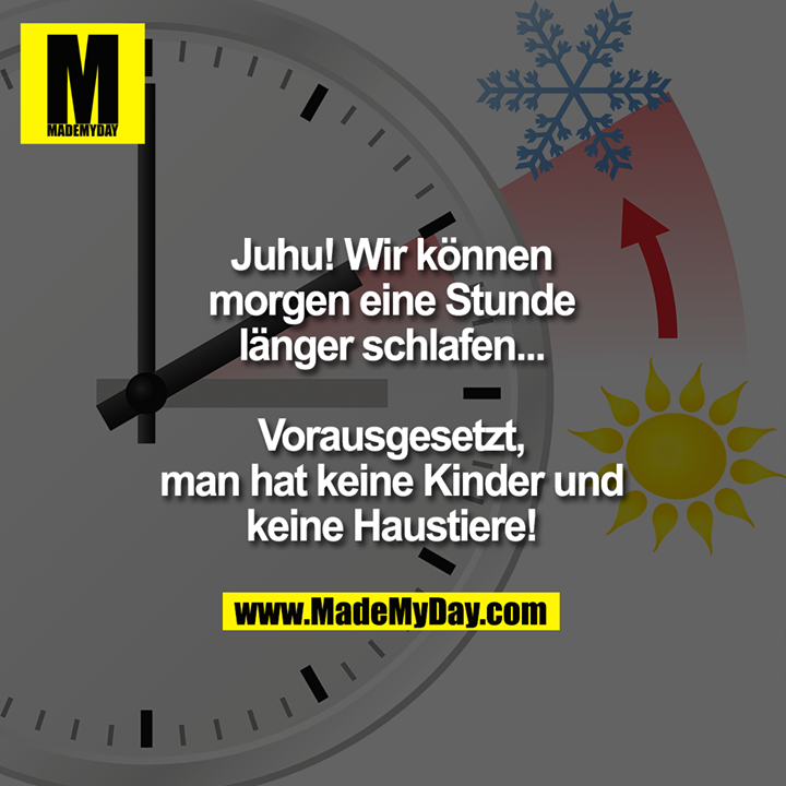 Juhu! Wir können morgen eine Stunde länger schlafen... Vorausgesetzt, man hat keine Kinder und keine Haustiere!
