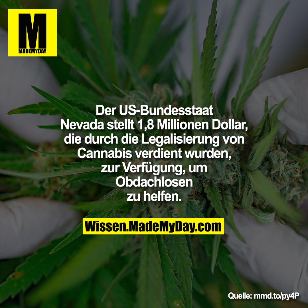 Der US-Bundesstaat Nevada stellt<br />
1,8 Millionen Dollar, die durch die<br />
Legalisierung von Cannabis verdient<br />
wurden, zur Verfügung, um<br />
Obdachlosen zu helfen.