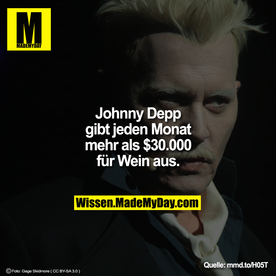 Johnny Depp gibt jeden Monat mehr als $30.000 für Wein aus.