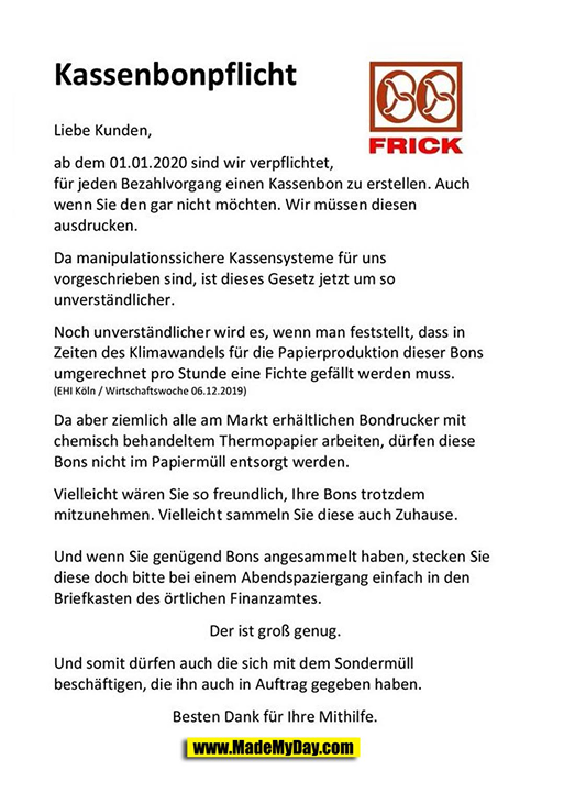 Kassenbonpflicht Zum Download für alle Firmen: www.mmd.to/kassenbonpflicht
