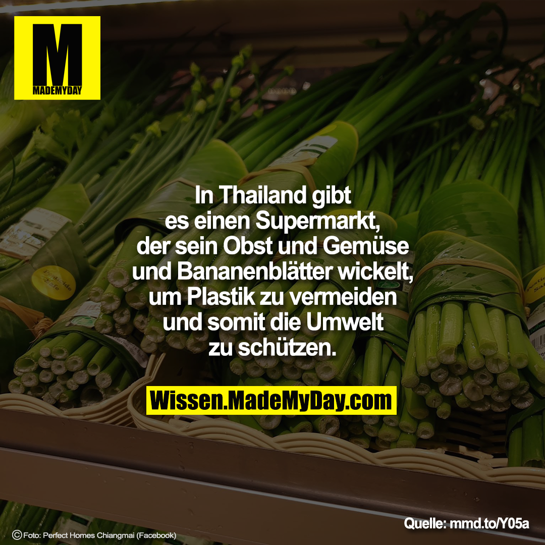 In Thailand gibt es einen Supermarkt, der sein Obst und Gemüse und Bananenblätter wickelt, um Plastik zu vermeiden und somit die Umwelt zu schützen.<br />
<br />
mmd.to/Y05a