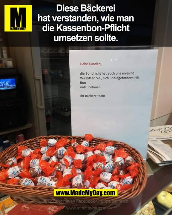 Diese Bäckerei<br />
hat verstanden, wie man<br />
die Kassenbon-Pflicht<br />
umsetzen sollte.