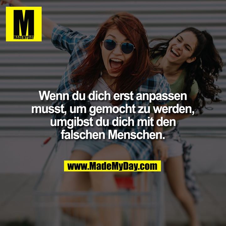 Wenn du dich erst anpassen musst, um gemocht zu werden, umgibst du dich<br />
mit den falschen Menschen.