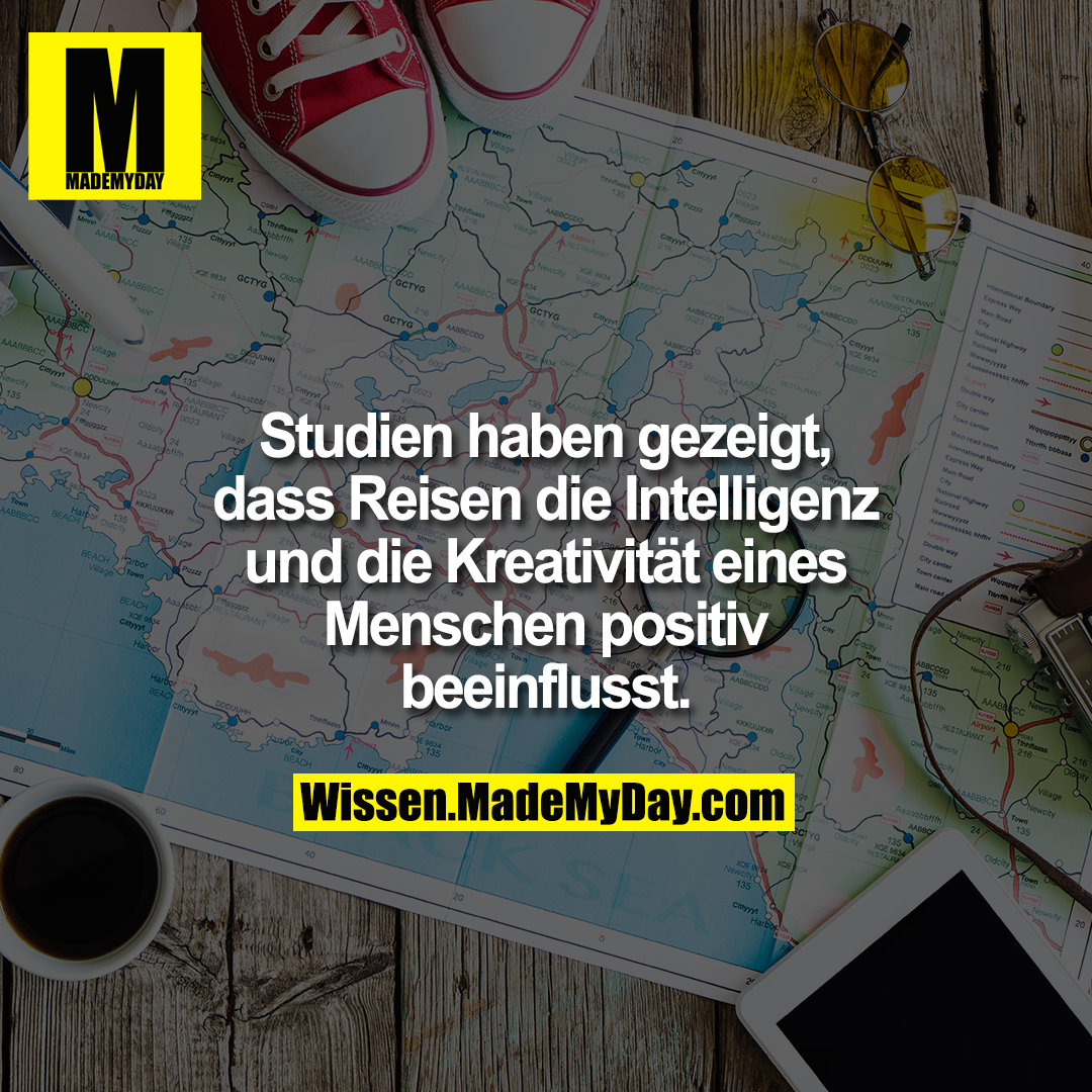 Studien haben gezeigt, dass Reisen die Intelligenz und die Kreativität eines Menschen positiv beeinflusst.