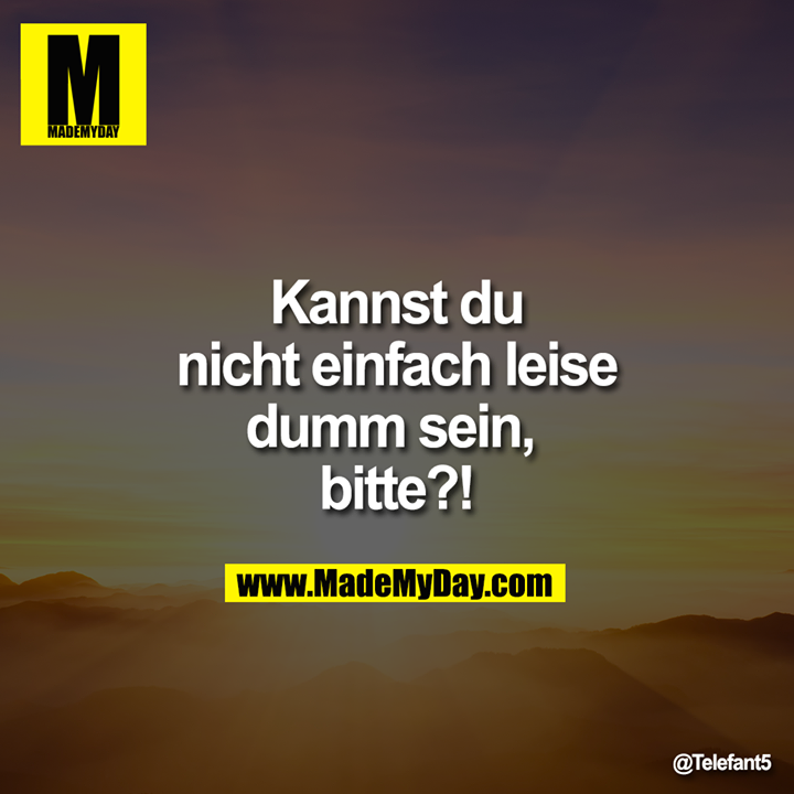 Kannst du nicht einfach leise dumm sein, bitte?!