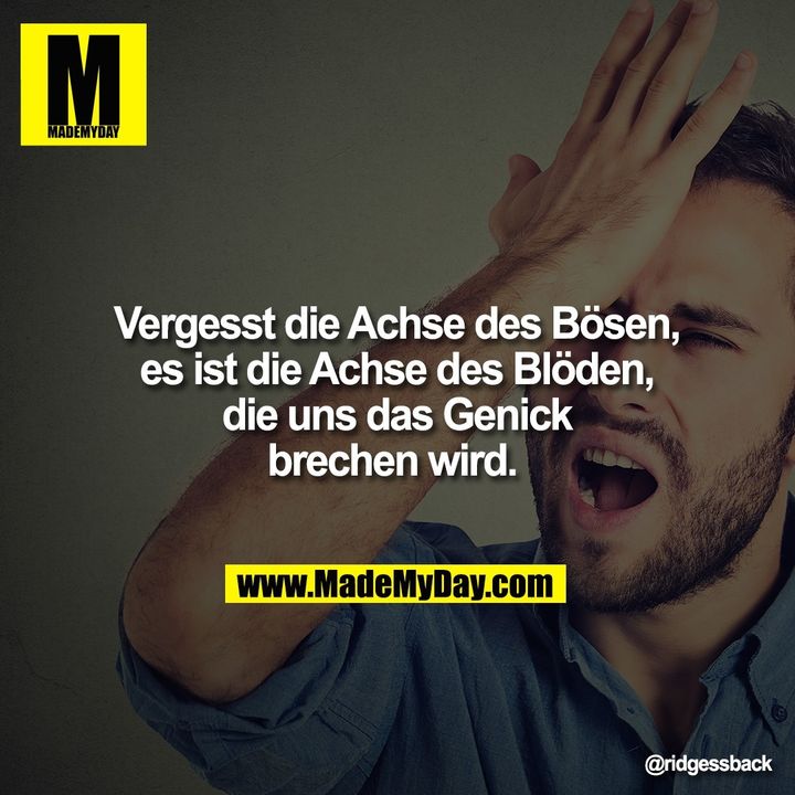 Vergesst die Achse des Bösen, es ist die Achse des Blöden, die uns das Genick brechen wird.