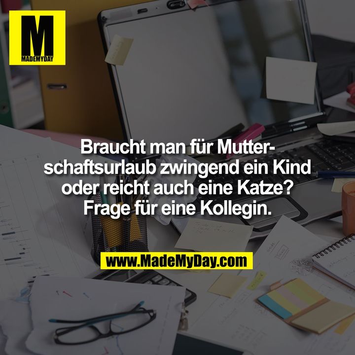 Braucht man für Mutterschaftsurlaub zwingend ein Kind oder reicht auch eine Katze? Frage für eine Kollegin.