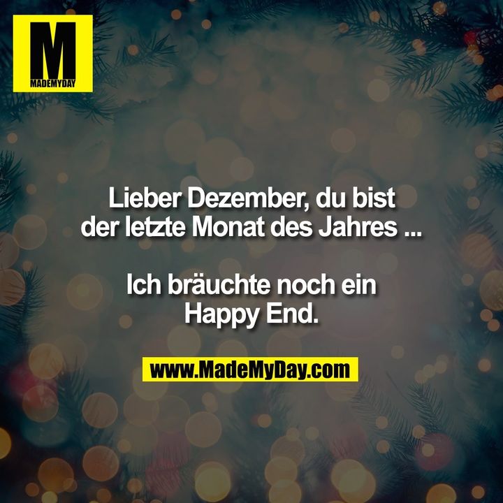 Lieber Dezember, du bist der letzte Monat des Jahres ... Ich bräuchte noch ein Happy End.