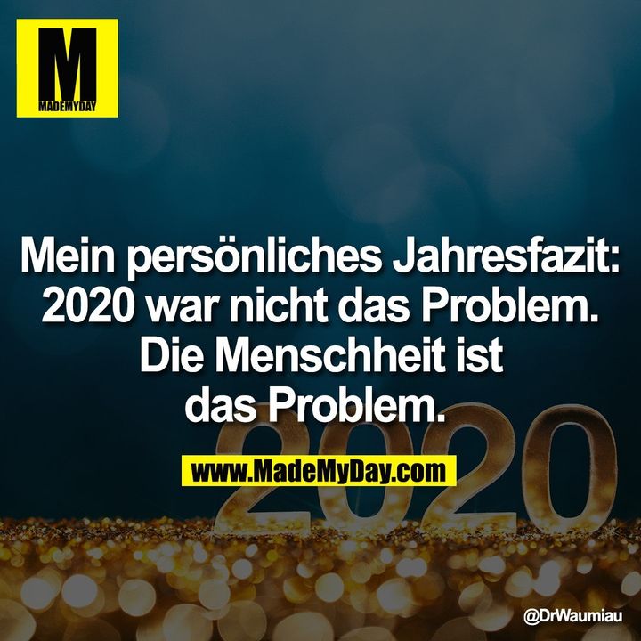 Mein persönliches Jahresfazit: 2020 war nicht das Problem. Die Menschheit ist das Problem.