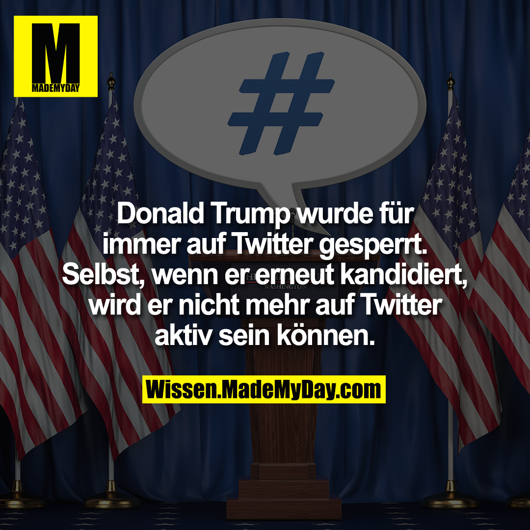 Donald Trump wurde für immer auf Twitter gesperrt. Selbst, wenn er erneut kandidiert, wird er nicht mehr auf Twitter aktiv sein können.