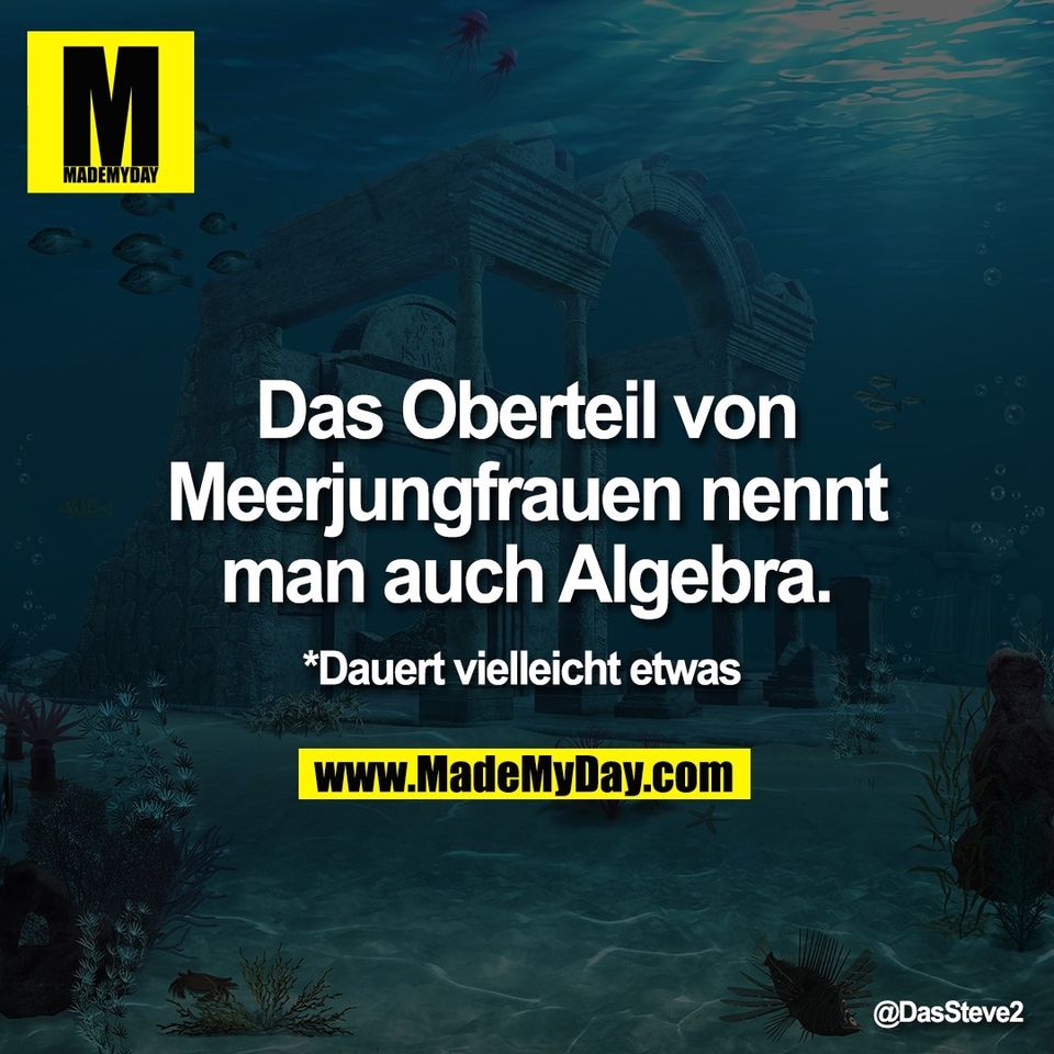 Das Oberteil von<br />
Meerjungfrauen nennt<br />
man auch Algebra.<br />
*Dauert vielleicht etwas