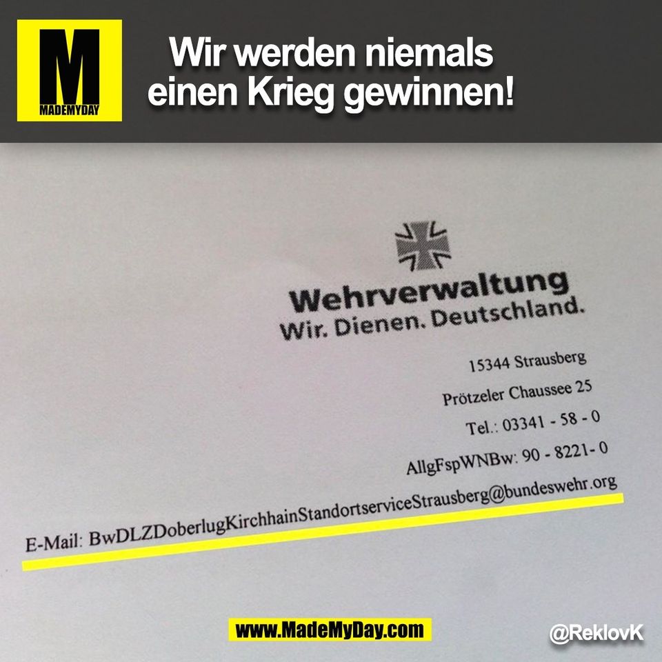 Wir werden niemals<br />
einen Krieg gewinnen! @ReklovK<br />
(BILD)