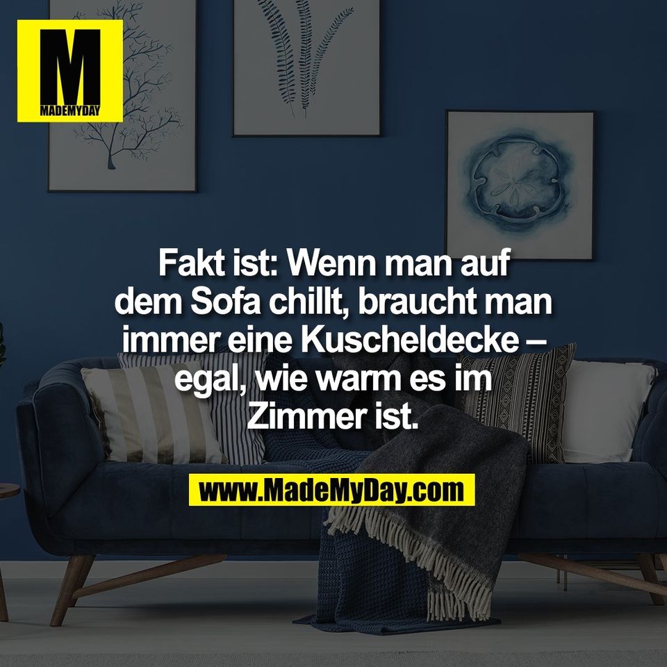 Fakt ist: Wenn man auf dem Sofa chillt, braucht man immer eine Kuscheldecke – egal, wie warm es im Zimmer ist.