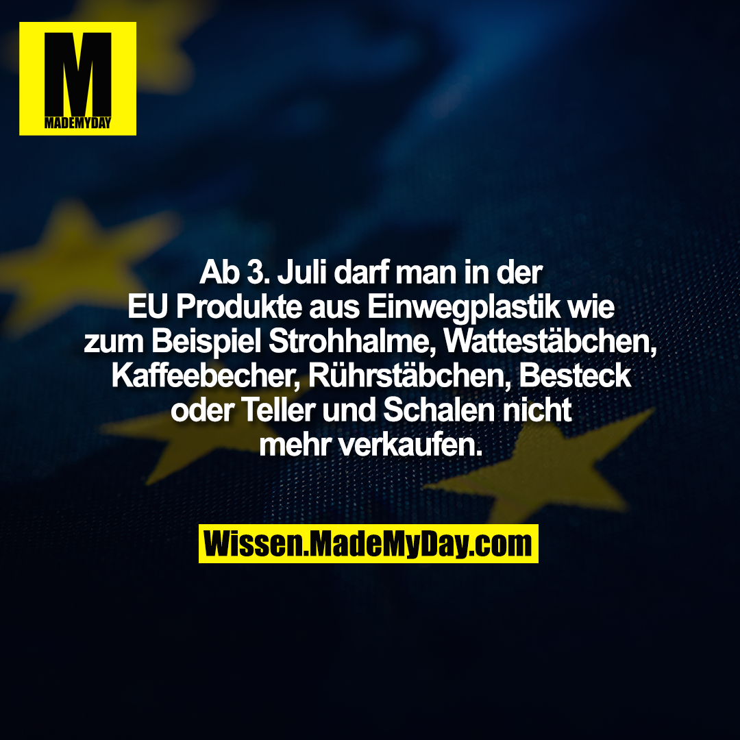 Ab 3. Juli darf man in der EU Produkte aus Einwegplastik wie zum Beispiel Strohhalme, Wattestäbchen, Kaffeebecher, Rührstäbchen, Besteck oder Teller und Schalen nicht mehr verkaufen.