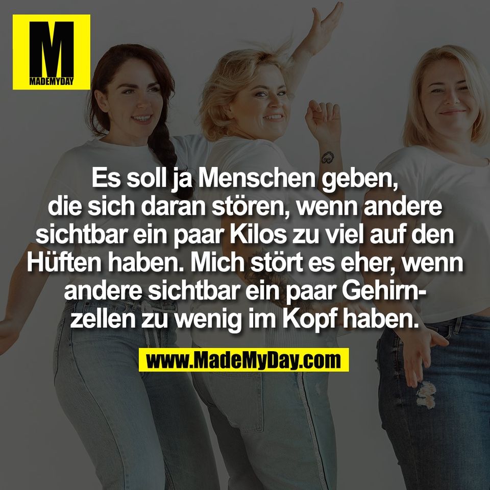 Es soll ja Menschen geben,<br />
die sich daran stören, wenn andere<br />
sichtbar ein paar Kilos zu viel auf den<br />
Hüften haben. Mich stört es eher, wenn<br />
andere sichtbar ein paar Gehirn-<br />
zellen zu wenig im Kopf haben.