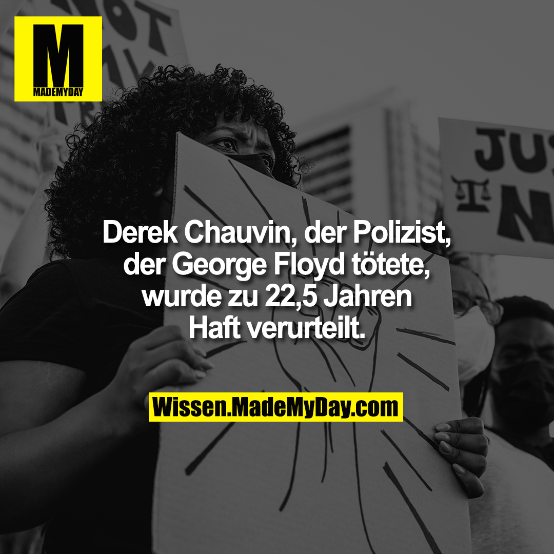 Derek Chauvin, der Polizist, der George Floyd tötete, wurde zu 22,5 Jahren Haft verurteilt.