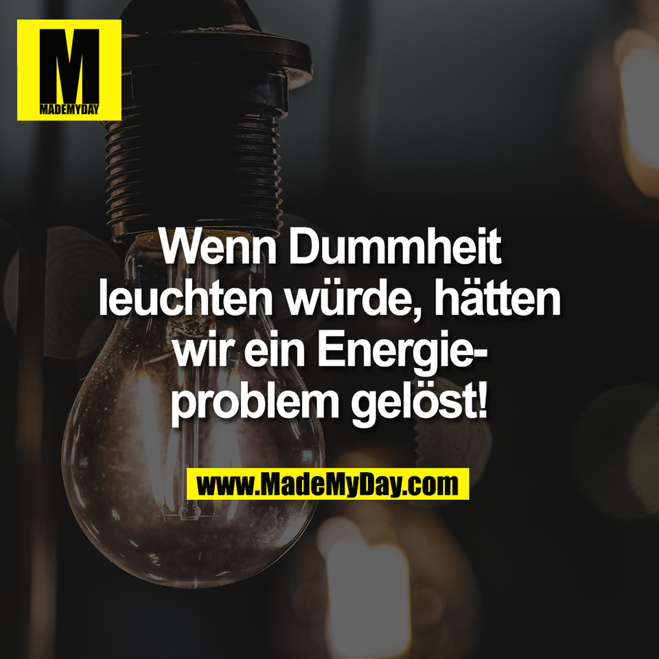 Wenn Dummheit<br />
leuchten würde, hätten<br />
wir ein Energie-<br />
problem gelöst!