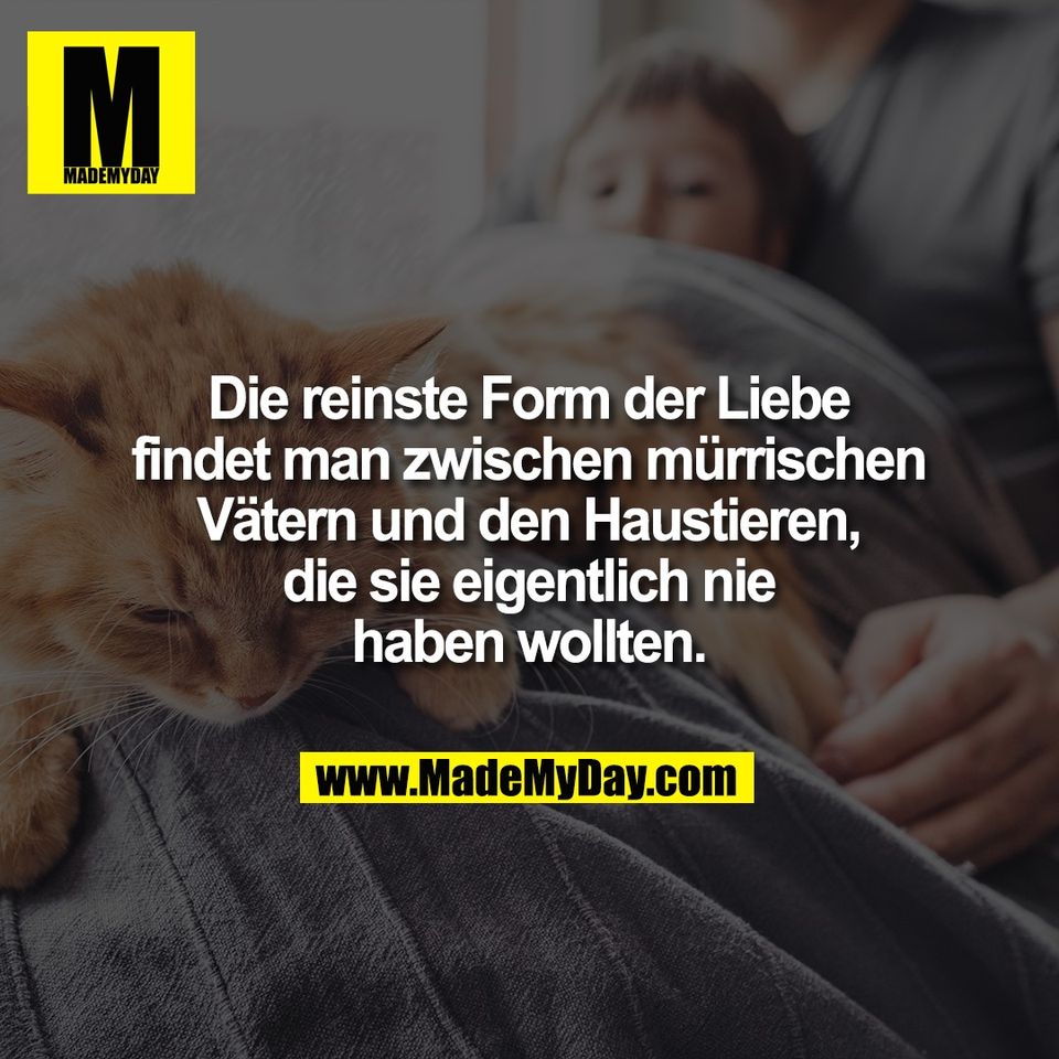 Die reinste Form der Liebe<br />
findet man zwischen mürrischen<br />
Vätern und den Haustieren,<br />
die sie eigentlich nie<br />
haben wollten.