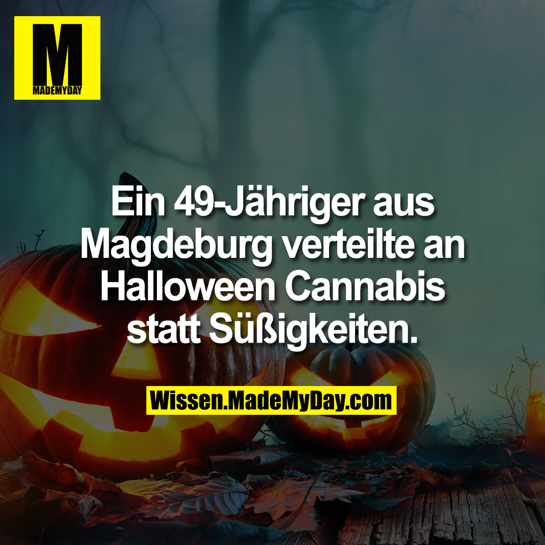 Ein 49-Jähriger aus Magdeburg verteilte an Halloween Cannabis statt Süßigkeiten.
