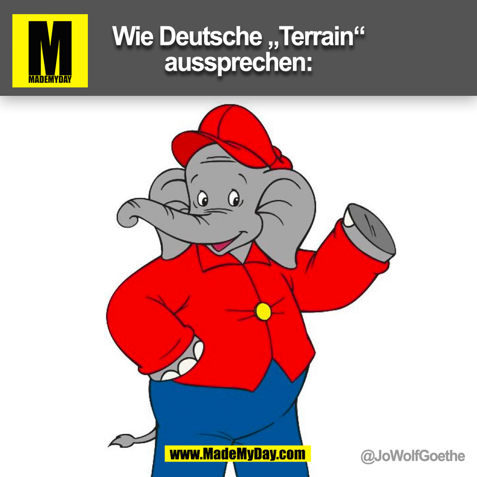 Wie Deutsche „Terrain“<br />
aussprechen:<br />
@JoWolfGoethe<br />
(BILD)