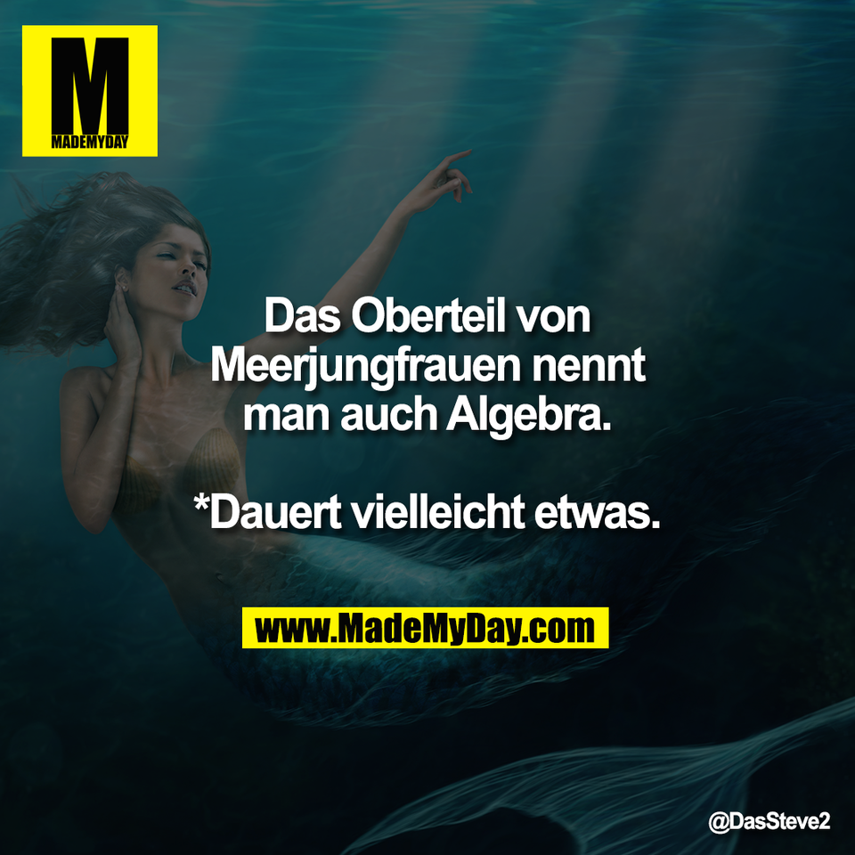 Das Oberteil von<br />
Meerjungfrauen nennt<br />
man auch Algebra.<br />
<br />
*Dauert vielleicht etwas.