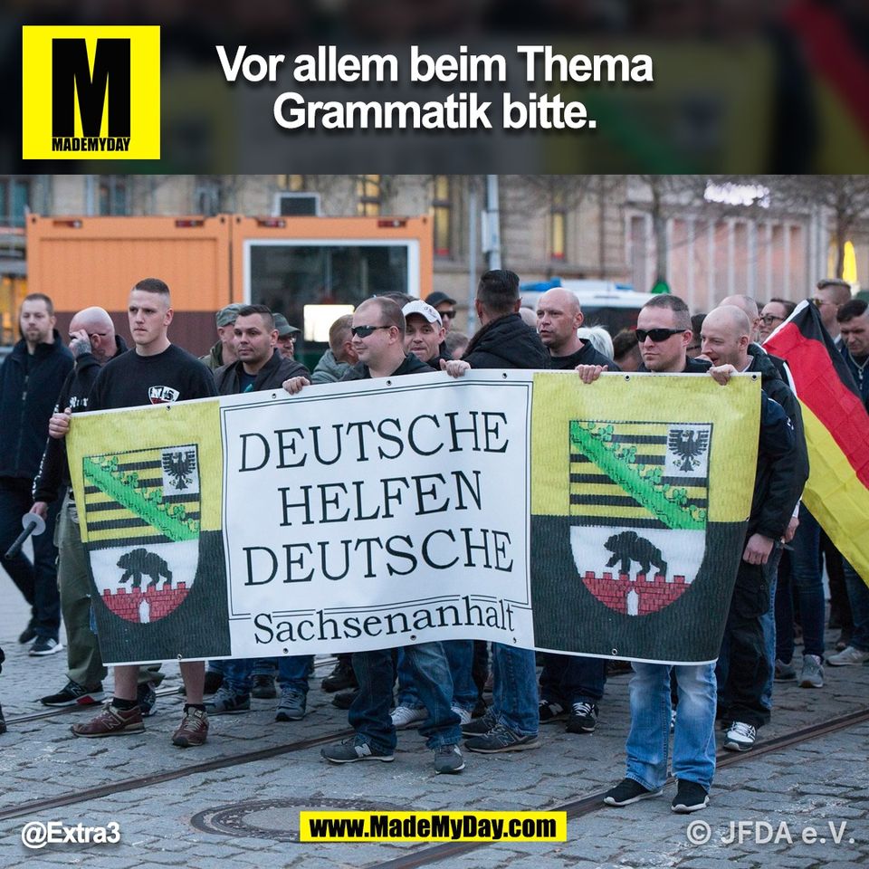 Vor allem beim Thema<br />
Grammatik bitte.<br />
@Extra3<br />
Foto: JFDA e.V.<br />
(BILD)