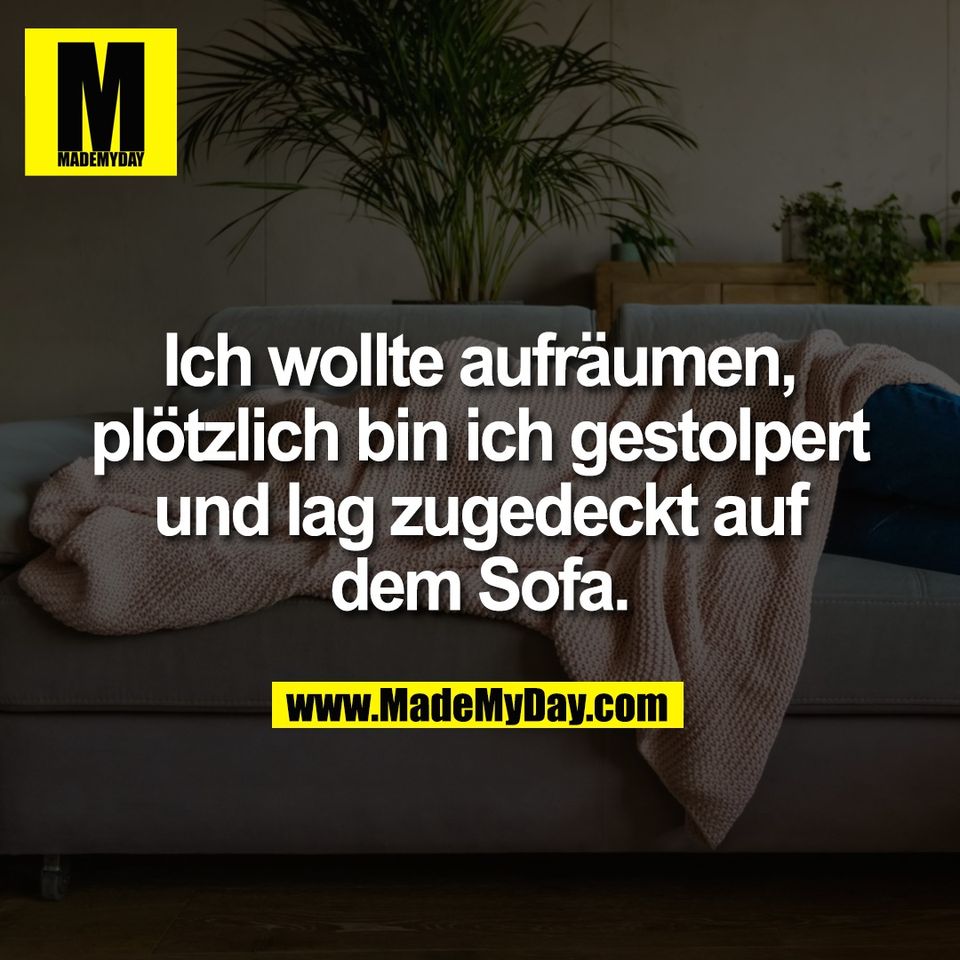 Ich wollte aufräumen,<br />
plötzlich bin ich gestolpert<br />
und lag zugedeckt auf<br />
dem Sofa.